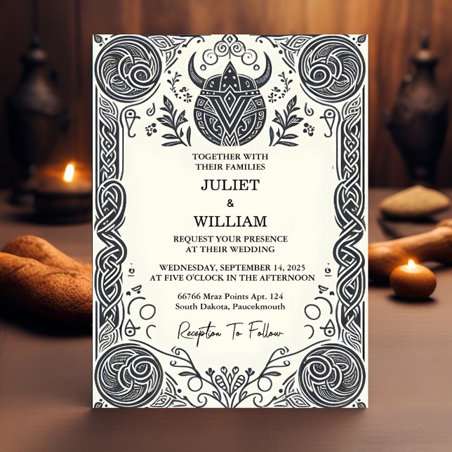 Celtic Nordic Medieval Scroll Viking Wedding Invitation (Creator Uploaded)