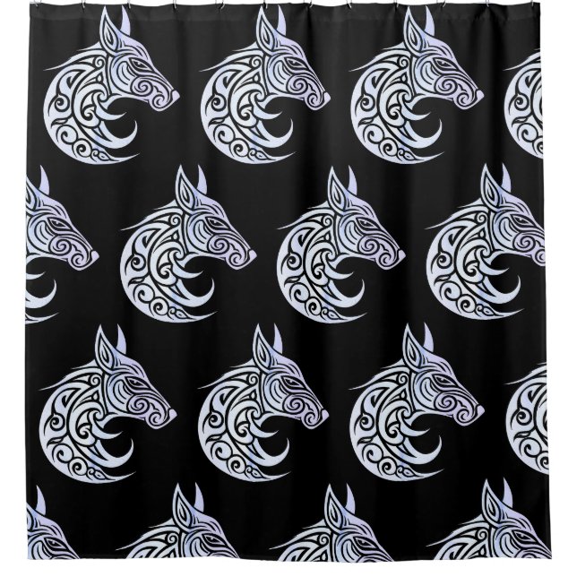Celtic Nordic Winter Fox Shower Curtain (Front)