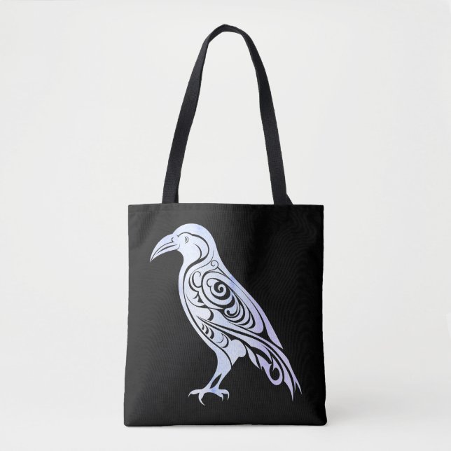 Celtic Nordic Winter Raven Crow Tote Bag (Front)