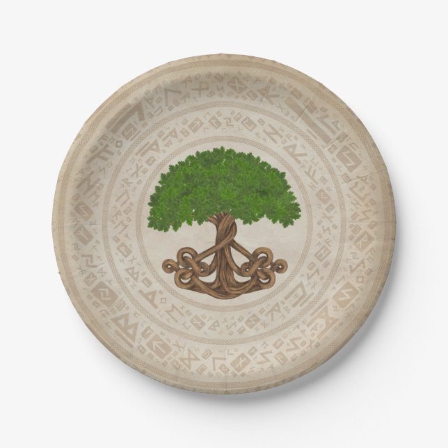Celtic Oak Tree of life -Yggdrasil Paper Plates (Front)