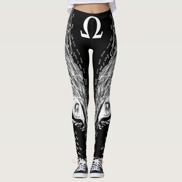 yoga pants with omega symbol