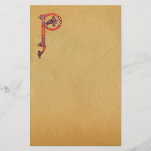 CELTIC P MONOGRAM PARCHMENT ,felt Stationery