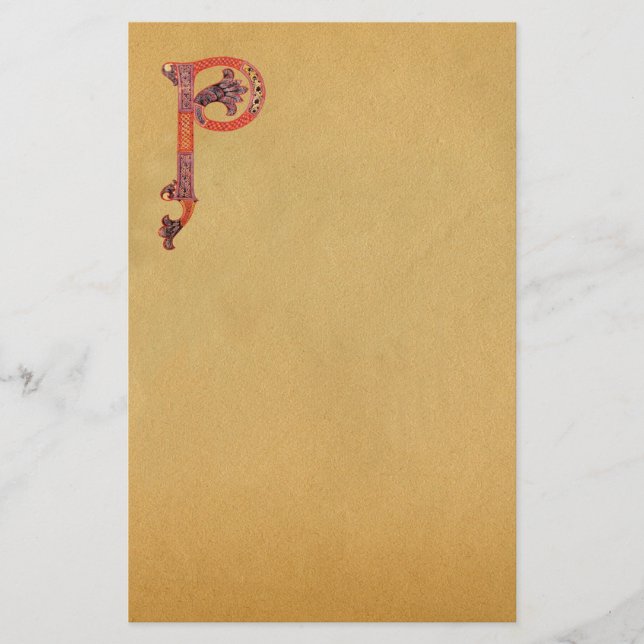 CELTIC P  MONOGRAM PARCHMENT ,felt Stationery (Front)