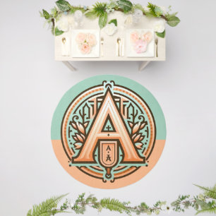 Celtic Pastel Letter A Round Area Rug