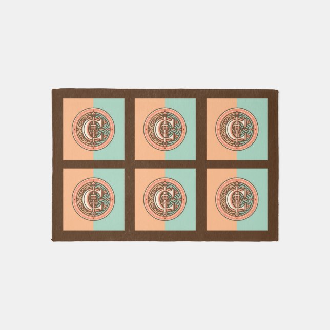 Celtic Pastel Letter "C" 3x2 Area Rug (Front)