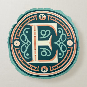 Celtic Pastel Letter "E" Round Throw Pillow