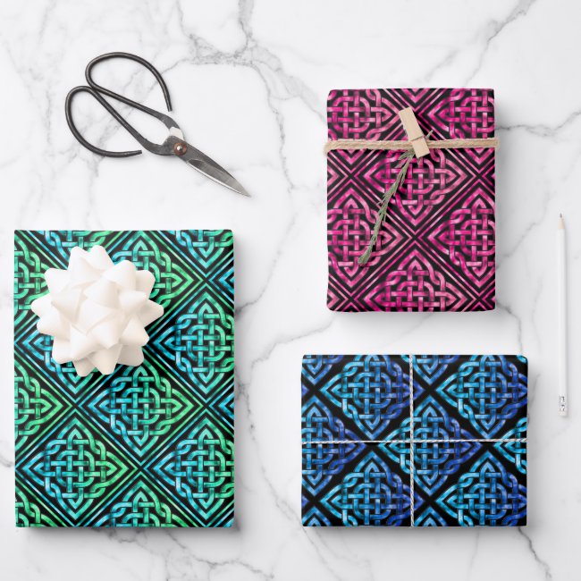 Celtic Pattern 3 Colors Wrapping Paper Set