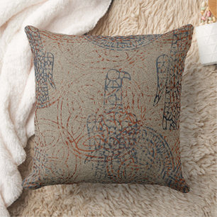 Celtic Pattern - Sand Color with Bird Throw Pillow