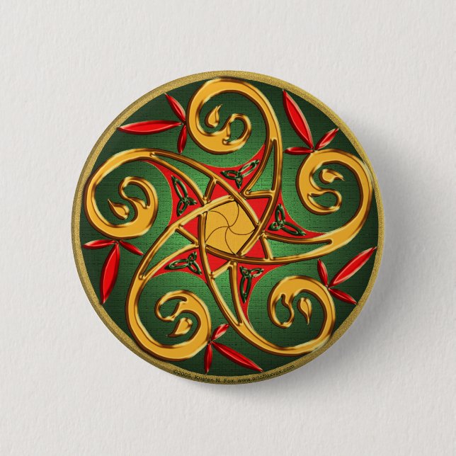 Celtic Pentacle Spiral Button (Front)