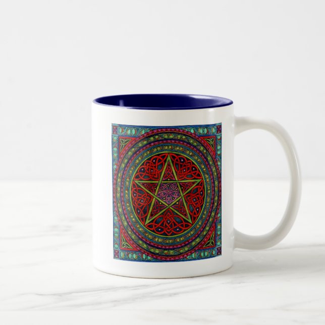 celtic pentagram 01 spellcraft Two-Tone coffee mug (Right)