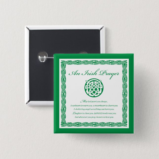 Celtic Prayer St. Patrick's Day Button (Front & Back)