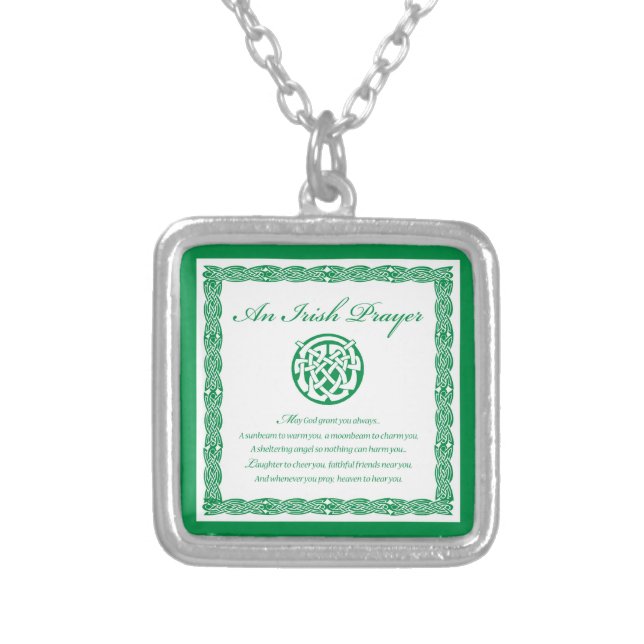 Celtic Prayer St. Patrick's Day Silver Plated Necklace (Front)