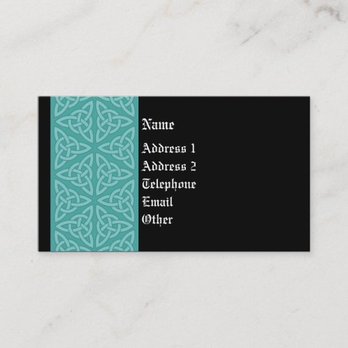 Celtic Profile Card - Cool Minty Green and Black Business Card Templates