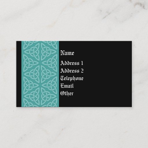 Customizable Celtic Profile Card - Cool Minty Green and Black Business Card Templates