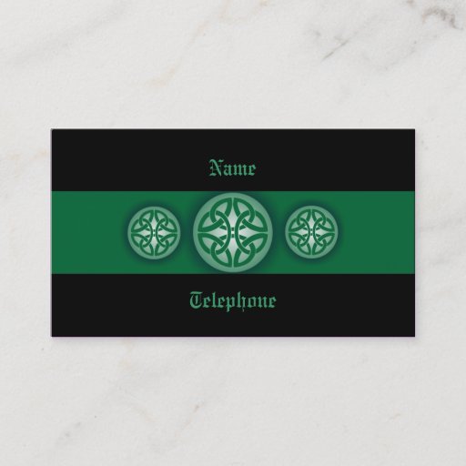 Customizable Celtic Profile Card - Green and Black 4 Business Card Template