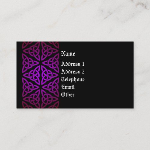 Celtic Profile Card - Purple and Black Business Card Template