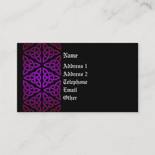 Customizable Celtic Profile Card - Purple and Black Business Card Template