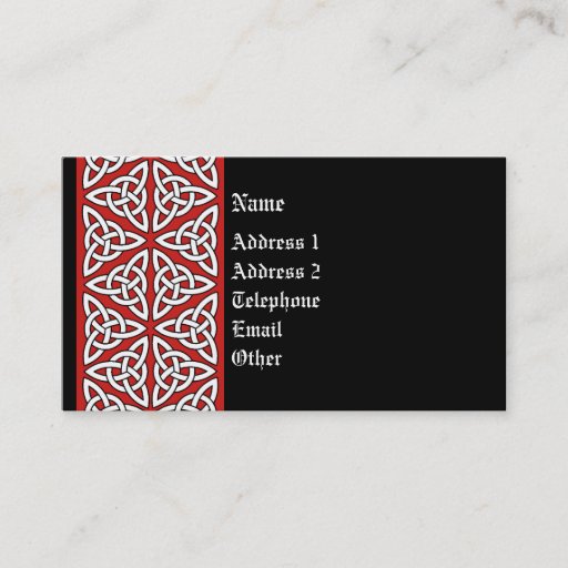 Customizable Celtic Profile Card - Red, Black and White Business Card