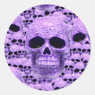Celtic purple skull collage classic round sticker