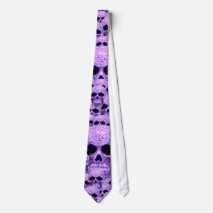 Celtic purple skull collage neck tie