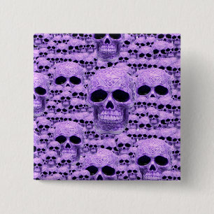 Celtic purple skull collage pinback button