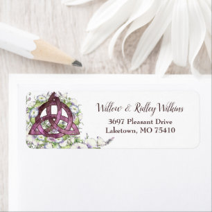Celtic Purple Triquetra Watercolor Floral Address Label