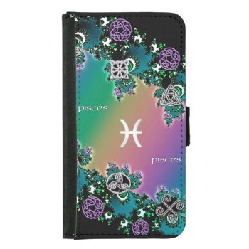 Celtic Rainbow Fractal Zodiac Sign Pisces Wallet Phone Case For Samsung Galaxy S5 by UROCKSymbology at Zazzle