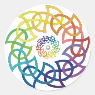 Celtic Rainbow Knotwork Rings Classic Round Sticker