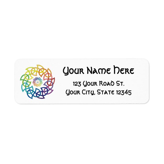 Celtic Rainbow Knotwork Rings Label (Front)