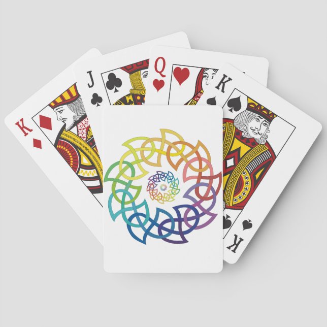 Celtic Rainbow Knotwork Rings Poker Cards (Back)