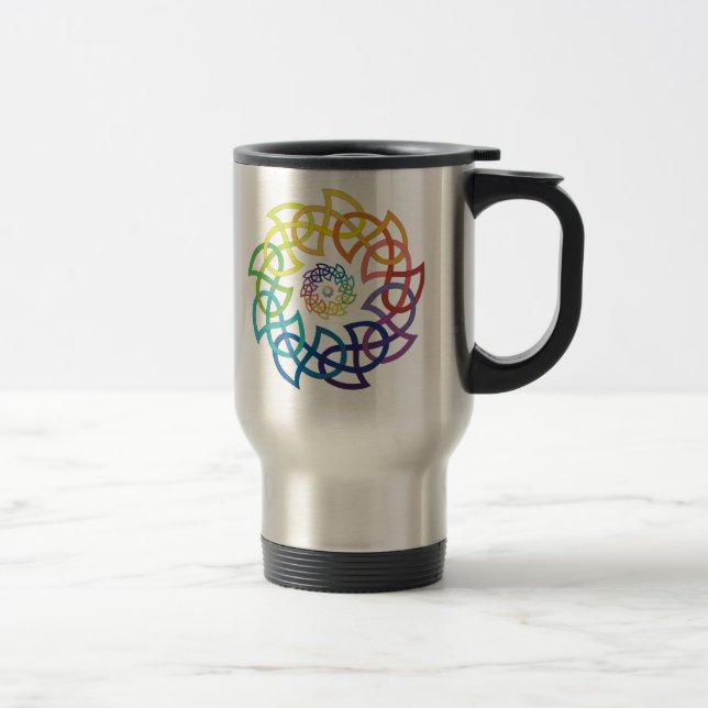Celtic Rainbow Knotwork Rings Travel Mug (Right)