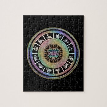 Celtic Rainbow Zodiac Mandala Jigsaw Puzzle by UROCKSymbology at Zazzle