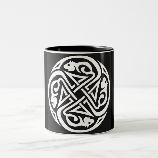 Celtic Rats Circle Two-Tone Coffee Mug (Center)