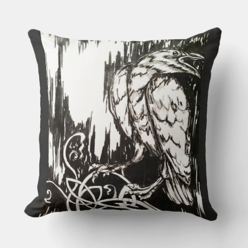 Celtic Raven Throw Pillow by Samira Sperry
