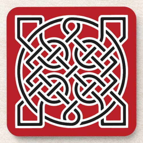 Celtic Sailors Knot Deep Red Black and White Coaster