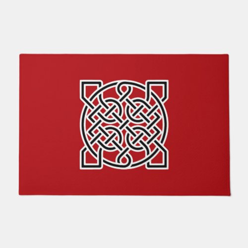 Celtic Sailors Knot Deep Red Black and White  Doormat
