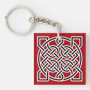 Celtic Sailor's Knot, Deep Red, Black and White Keychain
