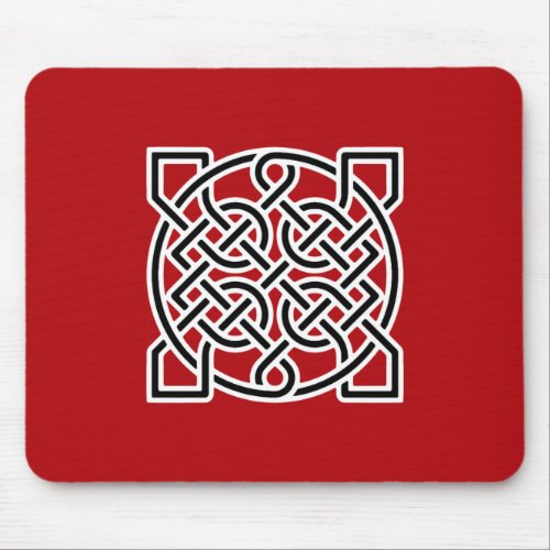 Celtic Sailors Knot Deep Red Black and White  Mouse Pad