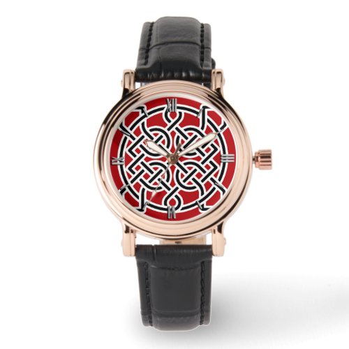 Celtic Sailors Knot Deep Red Black and White Wr Watch