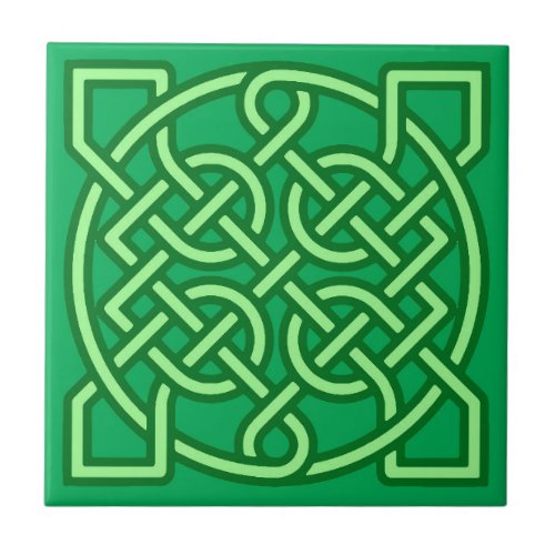 Celtic Sailors Knot Emerald and Lime Green   Ceramic Tile