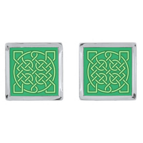 Celtic Sailors Knot Emerald and Lime Green   Cufflinks