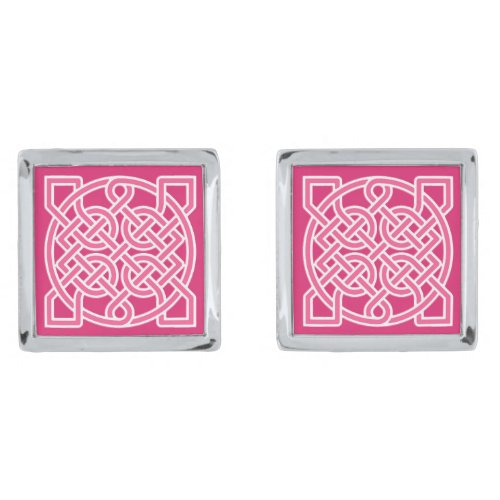 Celtic Sailors Knot Fuchsia Pink and White  Cufflinks