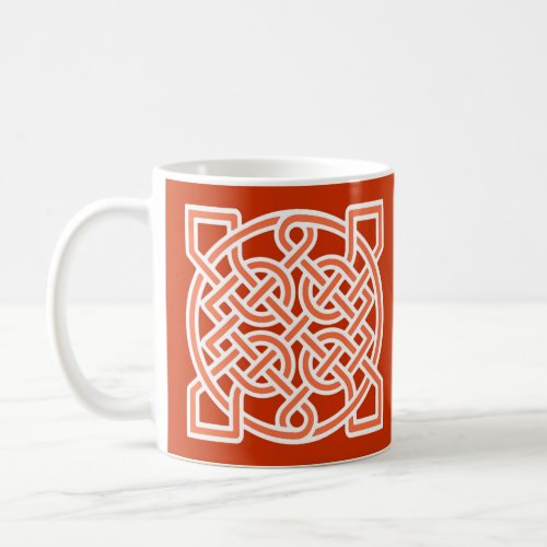 Celtic Sailors Knot Mandarin Orange and White Coffee Mug