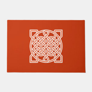 Celtic Sailor's Knot, Mandarin Orange and White  Doormat