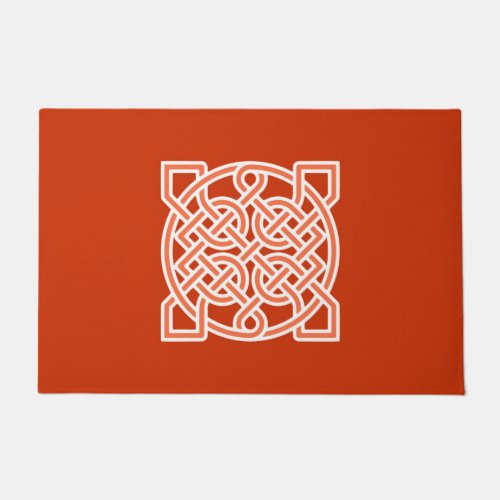 Celtic Sailors Knot Mandarin Orange and White  Doormat