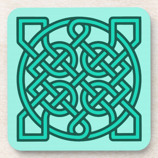 Celtic Sailor's Knot, Turquoise, Aqua and Teal Beverage Coaster (Front)