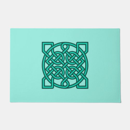 Celtic Sailors Knot Turquoise Aqua and Teal  Doormat