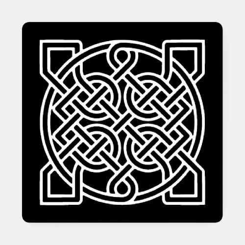 Celtic Sailors Knot White on a Black Background  Coaster Set