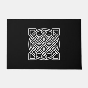 Celtic Sailor's Knot, White on a Black Background  Doormat
