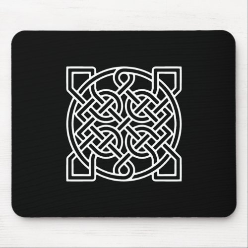 Celtic Sailors Knot White on a Black Background  Mouse Pad